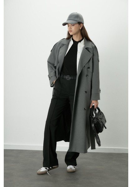 Premium Oversize Trençkot Gri indirimleri
