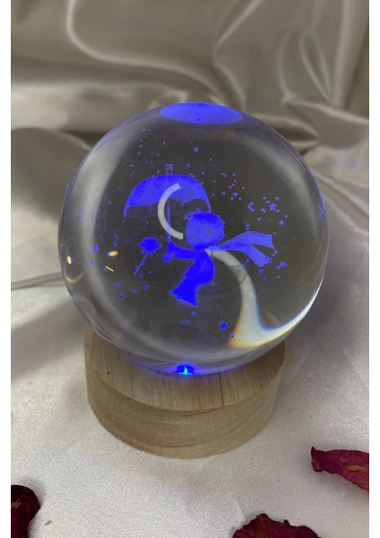3D LED Işık Cam Küre Çok Işıklı Ahşap Şemsiyeli Çocuk 7 cm modelleri