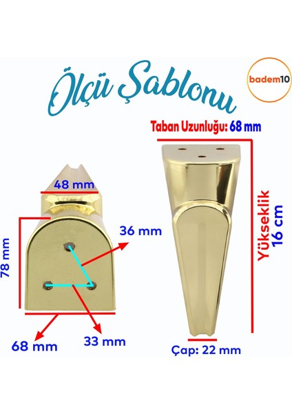 Nota Mobilya Kanepe Sehpa Tv Ünitesi Koltuk Ayağı Baza Ayakları Altın Gold 16 cm fiyatları