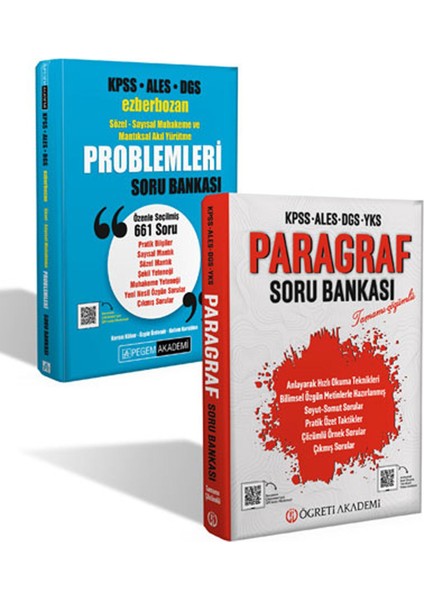 2024 KPSS ALES DGS Ezberbozan Sözel - Sayısal Muhakeme ve Mantıksal Akıl Yürütme Problemleri Soru Bankası - Paragraf Soru Bankası 2'li Set