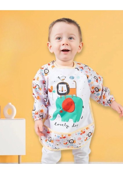 Bambino Kids Uzun Kollu Mama ve Aktivite Önlüğü Safari (6-24 Ay)-1 Adet Kullan-At Önlük li!