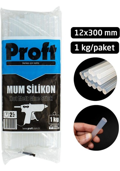 Proft Mum Silikon Şeffaf Kalın 12X300 mm (1 Kglık Paket)