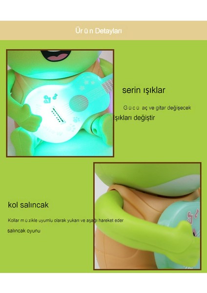 Çocuk Oyuncakları Elektrik Hafif Müzik Gitar Kedi Kurbağa Ayı Erkek Kız Hayvan Kafa Sallayarak Bebek Bebek (Yurt Dışından)