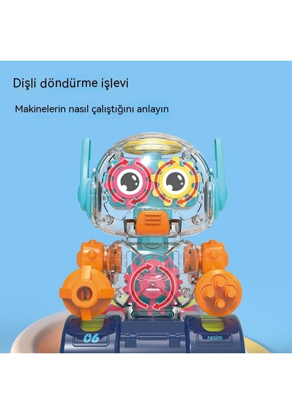 Elektrikli Şeffaf Dişli Robot Evrensel Sürüş Erkekler ve Kızlar Için Renkli Hafif Müzik Oyuncak (Yurt Dışından)