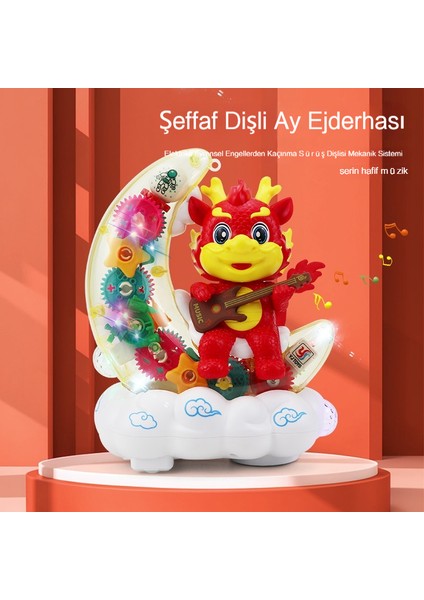 Yeni Elektrikli Şeffaf Dişli Ay Ejderha Çocuk Oyuncakları Renkli Hafif Müzik Erkek ve Kız Hediye Oyuncaklar Toplu (Yurt Dışından)