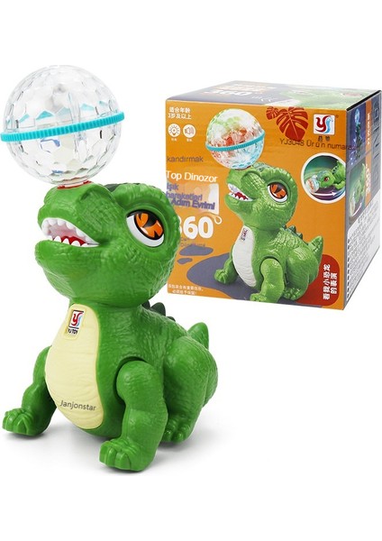 Dublör Elektrikli Döner Top Tyrannosaurus Rex Hafif Müzik Çocuk Oyuncağı (Yurt Dışından)