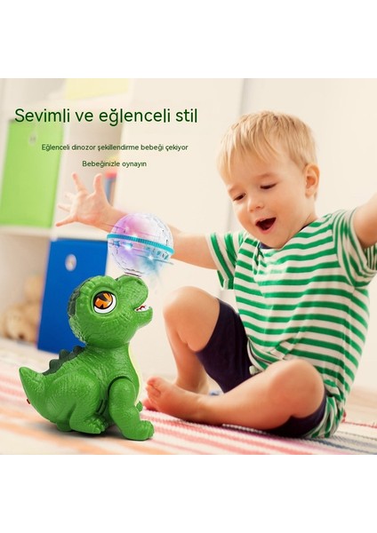 Dublör Elektrikli Döner Top Tyrannosaurus Rex Hafif Müzik Çocuk Oyuncağı (Yurt Dışından)