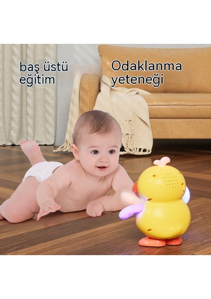 Çocuk Elektrikli Karikatür Sallanan Ördek Hafif Müzik Şarkı Söyleyip Dans Eden Küçük Sarı Ördek Elektrikli Oyuncak (Yurt Dışından)