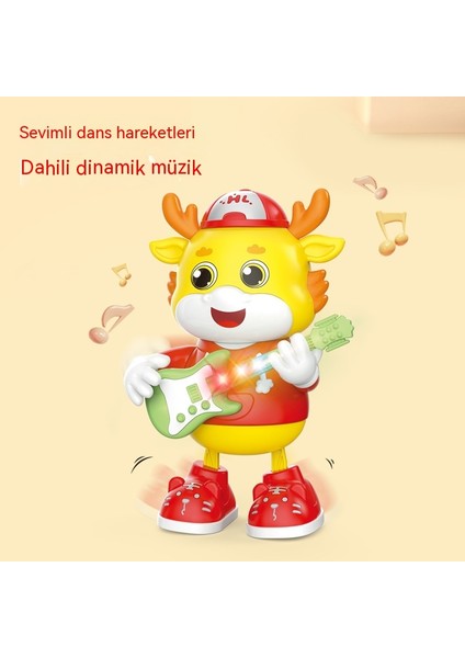 Elektrik Dansı Sevimli Ejderha Gitarist Müzikli Işık Salıncak Karikatür Sevimli Şekil Çocuk Oyuncağı (Yurt Dışından)