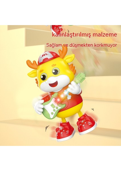 Elektrik Dansı Sevimli Ejderha Gitarist Müzikli Işık Salıncak Karikatür Sevimli Şekil Çocuk Oyuncağı (Yurt Dışından)