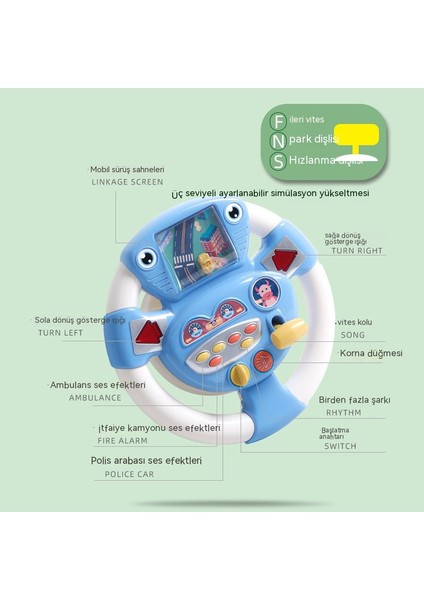 Çocuk Direksiyon Oyuncak Douyin Popüler Bebek Arabası Simülasyon Sürüş Simülasyon Direksiyon Oyuncak Erken Eğitim Bulmaca (Yurt Dışından)