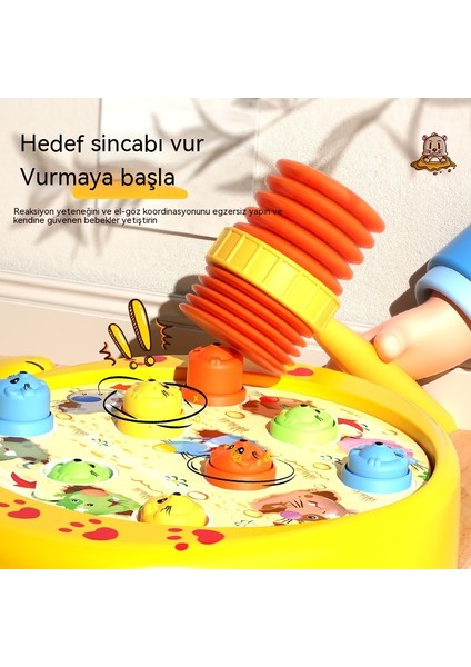 Çocuk Köstebek Vurmak Oyuncak Karikatür Çift Çekiç Büyük Elektrikli Dönen Oyun Konsolu Bebek Eğitici Erken Eğitim Oyuncak (Yurt Dışından)