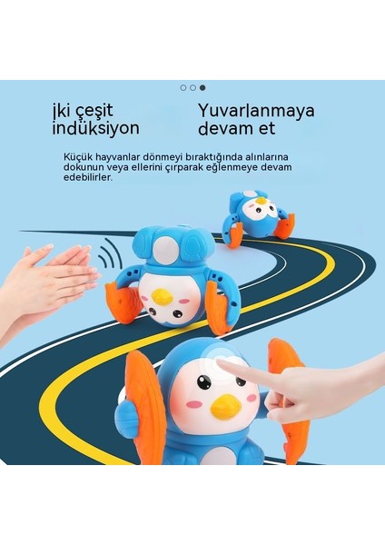 Çocuk Yuvarlanan Maymun Elektrikli Ses Kontrollü Dokunmatik Çift Sensörlü Ses ve Hafif Müzik Bebek Öğrenme Emekleme Rehberli Yuvarlanan Oyuncak (Yurt Dışından)