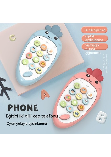 Çocuk Bebek Müzik Cep Telefonu Oyuncak Bebek Simülasyon Bulmaca Havuç Cep Telefonu Müzik Erkek ve Kız Çocuklarını Isırabilir (Yurt Dışından)