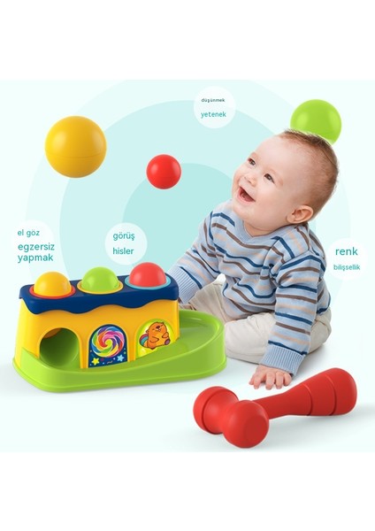 Bulmaca Çalan Müzik Çocuk Topu Oynayan Küçük Çekiç Kazık Masa Bebek Dayak Topu Çalan Erken Eğitim Vurmalı Oyuncak (Yurt Dışından)