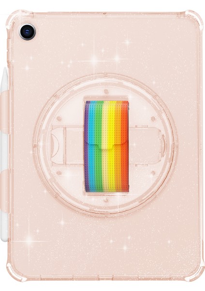 iPad 10.2(2021) Için Döner El Kayışı Kickstand Tablet Kılıfı Tpu+Pc Omuz Askılı Tablet Kılıfı-Glitter Gold (Yurt Dışından) fiyatları