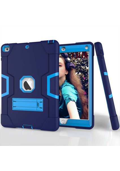 iPad 9.7(2018)/9.7(2017) Için Çift Renkli Koruma Pc Silikon Hibrit Tablet Kılıfı - Bebek Mavisi/koyu Mavi (Yurt Dışından) fiyatları