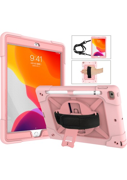 Döner Kullanışlı Askı Pc Silikon Kickstand Tablet Kılıfı iPad 10.2 (2020) Için Omuz Askılı - Pembe (Yurt Dışından)