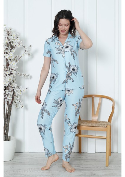 Mirano 2058 Likralı Düğmeli Kısa Kollu Kadın Pijama Takımı fiyatları