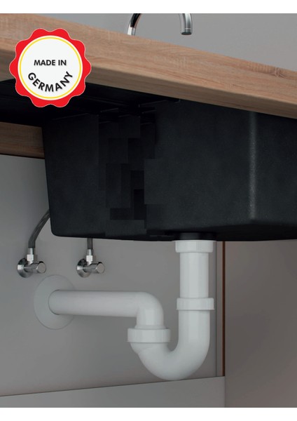 koku önleyici evye sifonu 100/0, 1 1/4'', DN40, paslanmaz delikli süzgeçli, koku yapmaz, kolay uygulanır, her yöne dönebilen mafsallı 40'lık çıkış borulu