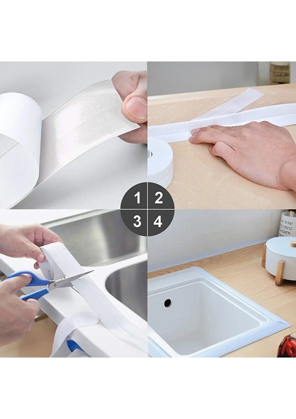 Su Geçirmez Sizdirmaz Bant Ev Küvet Lavabo Mutfak Kenar Bandı Su Geçirmez 3,2 m x 38 Beyaz Bant fırsatları