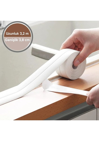 Su Geçirmez Sizdirmaz Bant Ev Küvet Lavabo Mutfak Kenar Bandı Su Geçirmez 3,2 m x 38 Beyaz Bant indirimleri