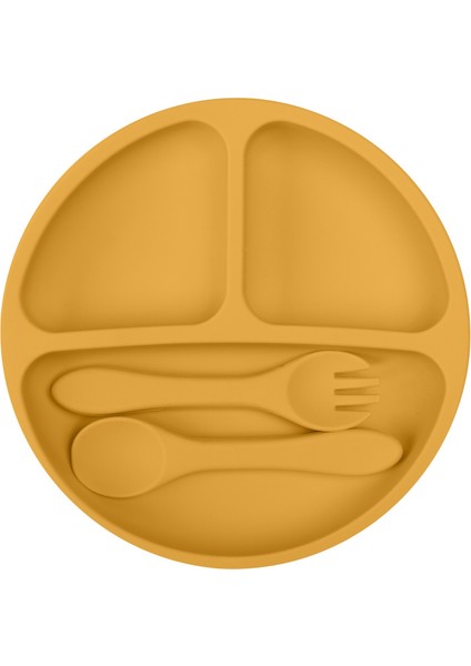 Çocuk Sofra Seti Bebek Gıda Takviyesi Yeme Eğitimi Silikon Sofra 3 Parçalı Set Bebek Vantuz Kase Anne ve Bebek Malzemeleri (Yurt Dışından)