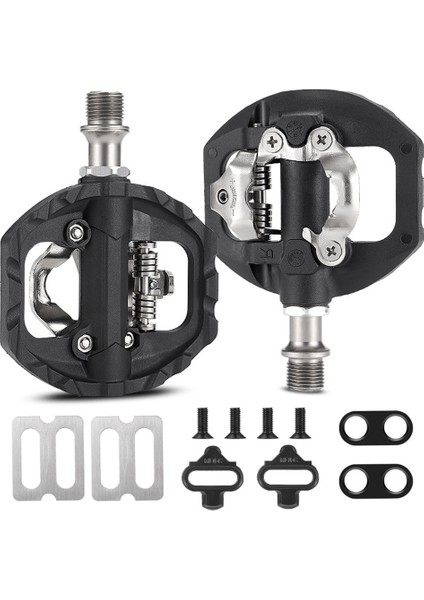 Bisiklet Kilidi Pedalı 2 In 1 Cleat ile Spd Sistemi Için Mtb Yol Alüminyum Kaymaz Mühürlü Rulman Kilidi Bisiklet Aksesuarları (Yurt Dışından)