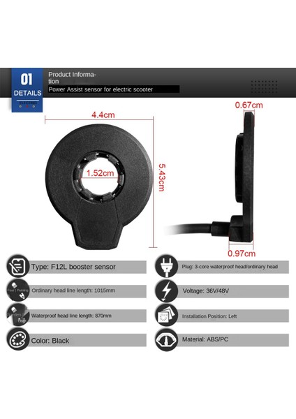 Elektrikli Bisiklet Pedalı Sensörü F12L Hız Pedalı Çift Pas Sensörü Parçaları Ebike Sensörleri (Yurt Dışından) fiyatları