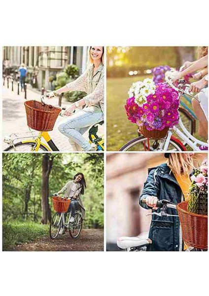 Çocuk Vintage Rattan Bisiklet Sepetleri Bisiklet Scooter Sepeti Çocuk Bisiklet Ön Sepet, Xs (Ahşap Rengi) (Yurt Dışından) modelleri