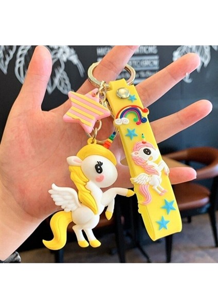 Unicorn 3D Sarı Anahtarlık