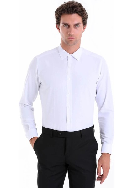 Dormen Classics Kolay Ütülenebilir Slim Fit Dar Kesim Klasik Yaka Cepsiz Erkek Gömlek
