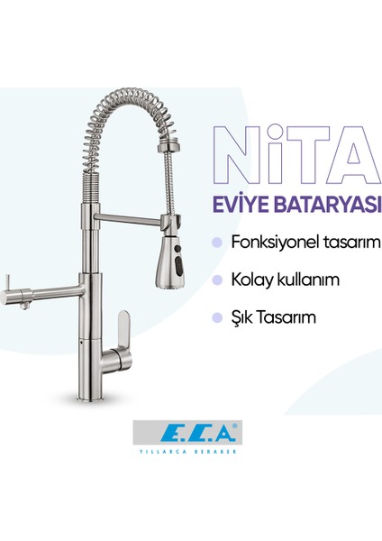 Eca Nita 3 Akışlı Arıtıcı Mutfak Eviye Bataryası Su Arıtma Bağlantılı 102118350