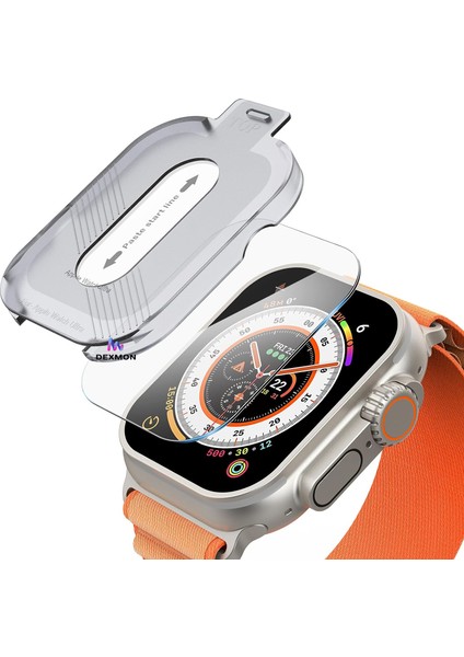 Apple Watch Ultra 49 mm Uyumlu Cam Ekran Koruyucu Otomatik Hizalamalı Kolay Kurulum Tam Kaplayan