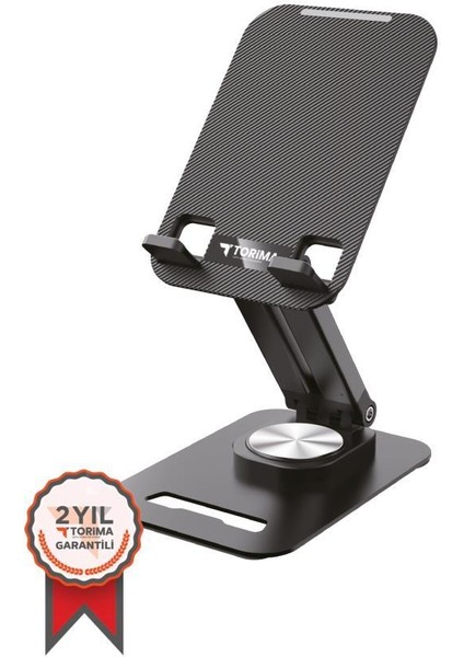 JX-035 Siyah Katlanabilir, Yükseklik Ayarlı Masaüstü Telefon ve Tablet Standı Metal Tablet / Telefon Tutucu