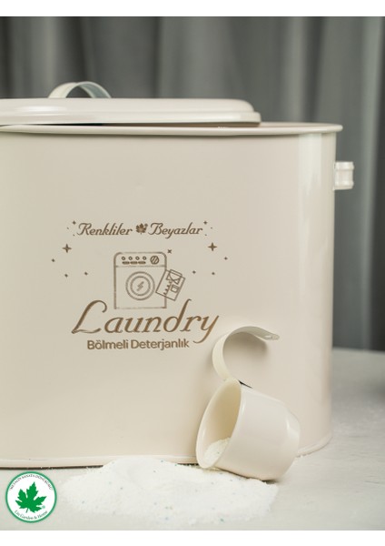 Bölmeli Metal Kapaklı Ölçekli Deterjanlık, Toz Deterjanlık Saklama, Banyo Düzenleyici, (Laundry Baskılı) LN1258 modelleri