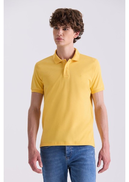 Sarı Slim Fit Polo Yaka T-Shirt