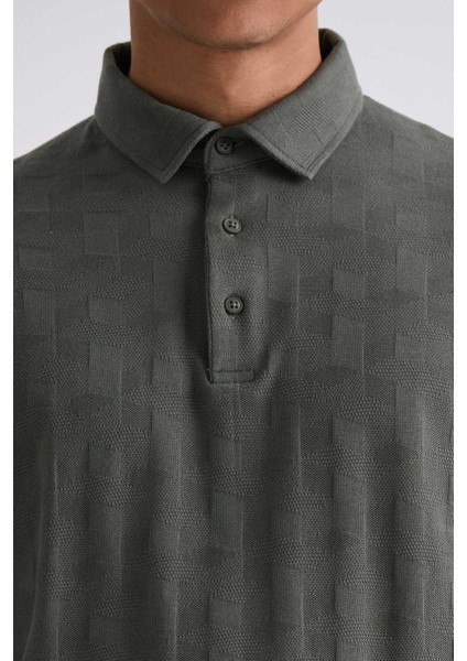 Haki Slim Fit Desenli Polo Yaka T-Shirt modelleri