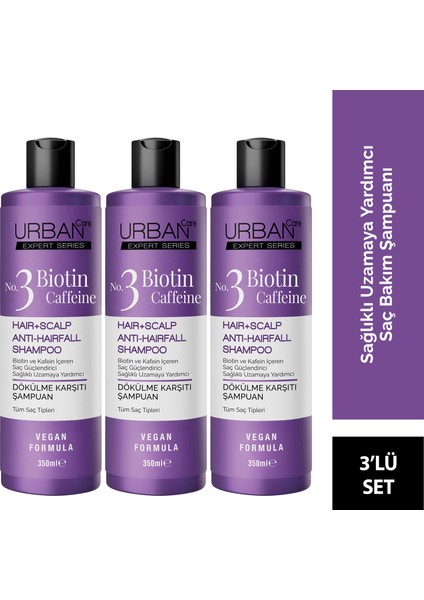 URBAN Care Expert Biotin ve Kafein  Şampuan X3 Adet-Hızlı Uzamaya -350 ML