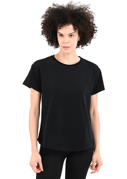 Icona2 Kadın Siyah Günlük Stil T-Shirt 24YKTL18D20-SYH