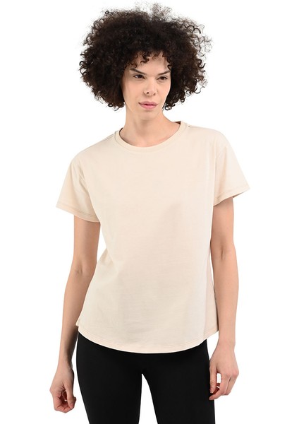Icona2 Kadın Beyaz Günlük Stil T-Shirt 24YKTL18D20-CHK