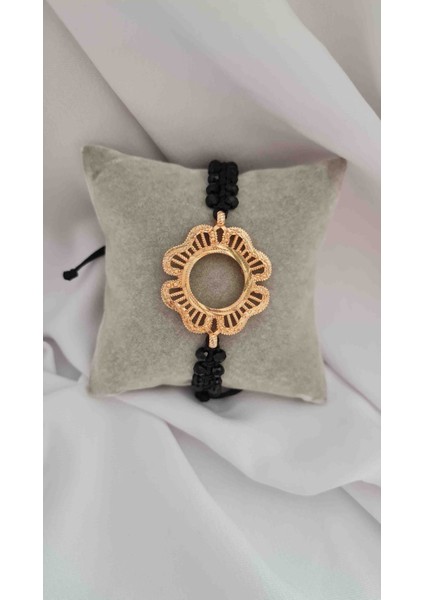 Çeyrek Altın Uyumlu Ayarlanabilir Makrome Bileklik.