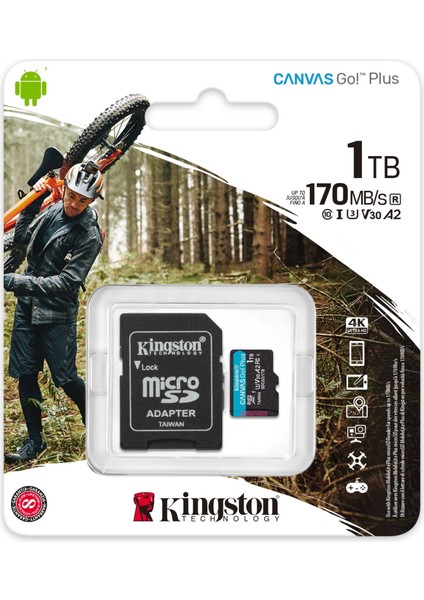 Canvas Go! Plus 1tb Microsd Class 10 Uhs-I U3 V30 A2 Hafıza Kartı 170MB/S’YE Varan Okuma, 90MB/S’YE Varan Yazma Sdcg3/1tb