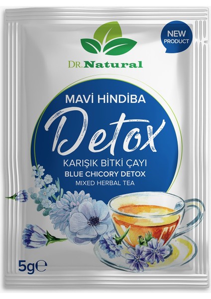 Dr. Natural Mavi Hindiba Detox Karışık Bitki Çayı 30 Şase Mavihindiba Detoks Tozu (3 Adet)