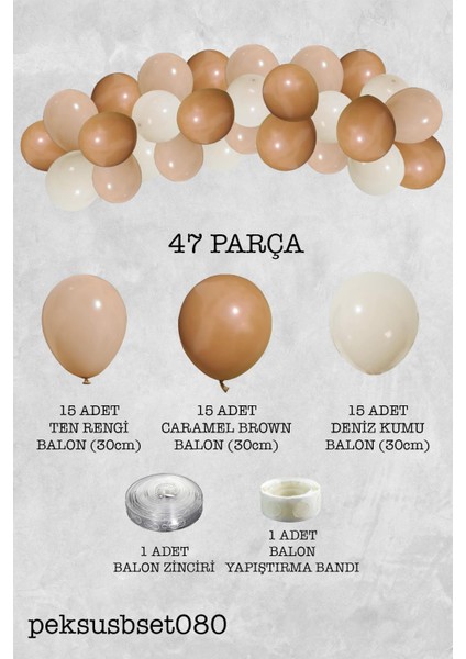 Retro Renkler Balon Zinciri Ten Rengi Deniz Kumu Karamel Kahve Balon Zincir Seti fiyatları