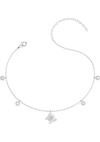 Minik Kelebek Beyaz Gümüş Halhal