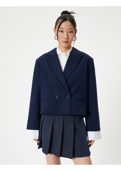 Kısa Blazer Ceket Kruvaze Düğmeli modelleri