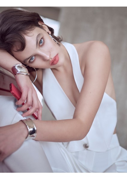 Crop Yelek Düğmeli V Yaka