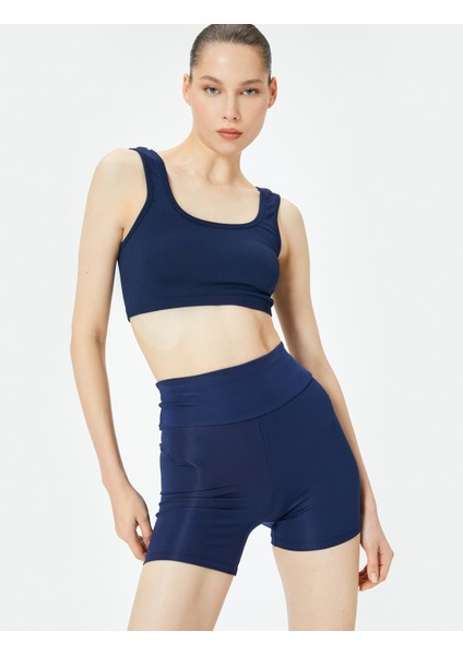 Spor Ekstra Biker Tayt Yüksek Bel Dokuma Slim Fit
