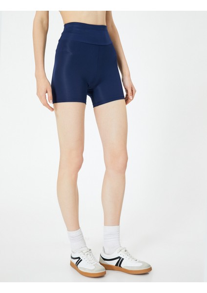 Spor Ekstra Biker Tayt Yüksek Bel Dokuma Slim Fit